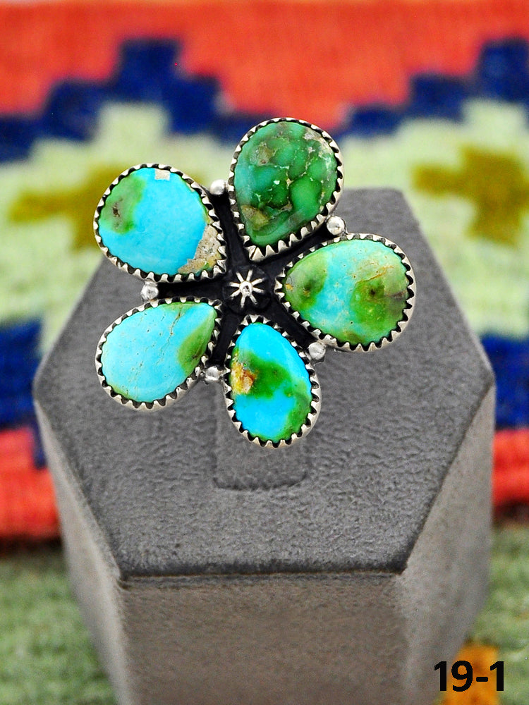 Southwest Handmade Sonoran Turquoise & Sterling Silver Adjustable Ring