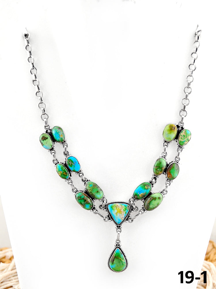 Southwest Handmade Sonoran Mountain Turquoise & Sterling Silver Necklace
