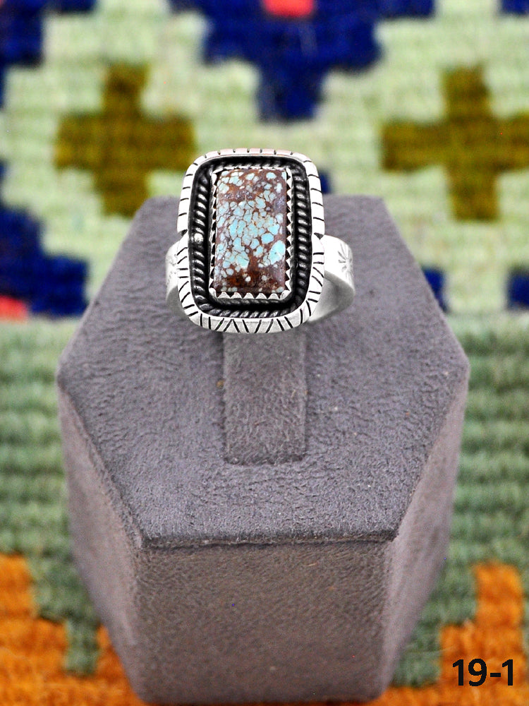 Southwest Made No. 8 Turquoise & Sterling Silver Adjustable Ring