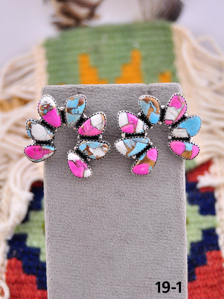Southwest Made Cotton Candy & Sterling Silver Post Earrings