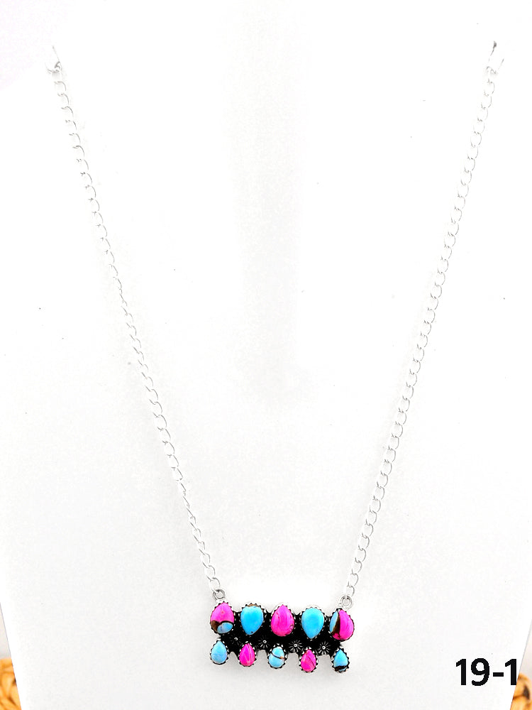 Southwest Made Cotton Candy Mohave & Sterling Silver Necklace