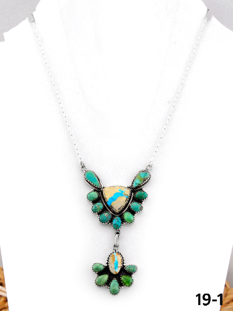Southwest Handmade Mix Turquoise & Sterling Silver Necklace