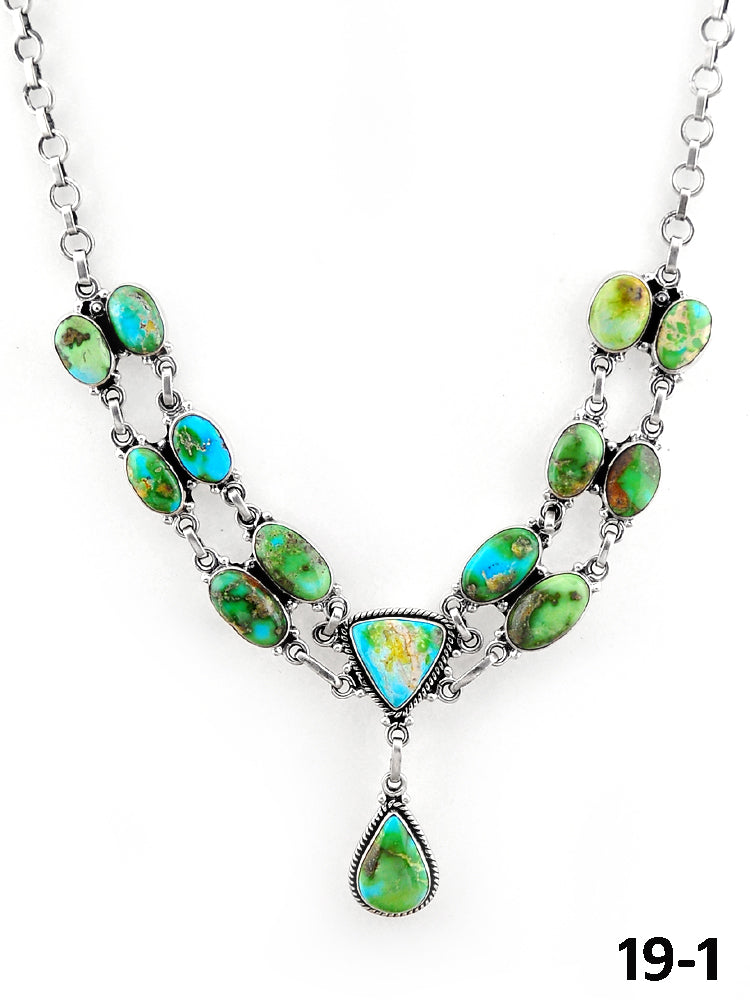 Southwest Handmade Sonoran Mountain Turquoise & Sterling Silver Necklace