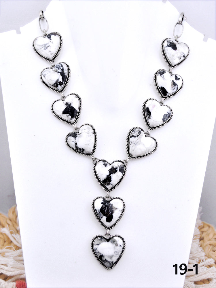 Southwest Made White Buffalo & Sterling Silver Heart Necklace