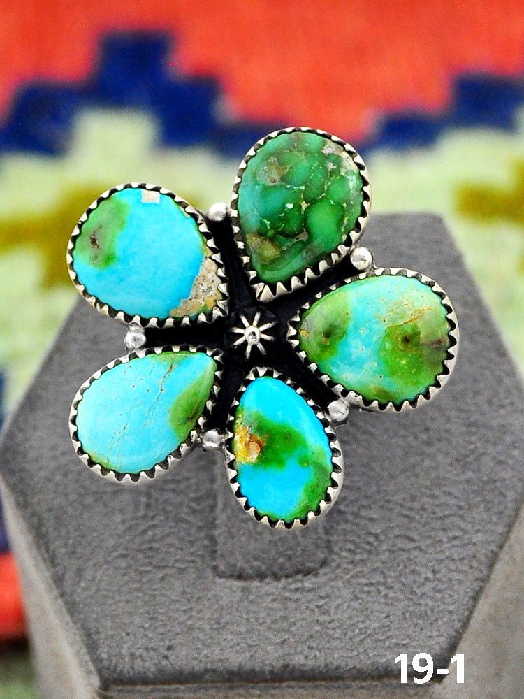 Southwest Handmade Sonoran Turquoise & Sterling Silver Adjustable Ring
