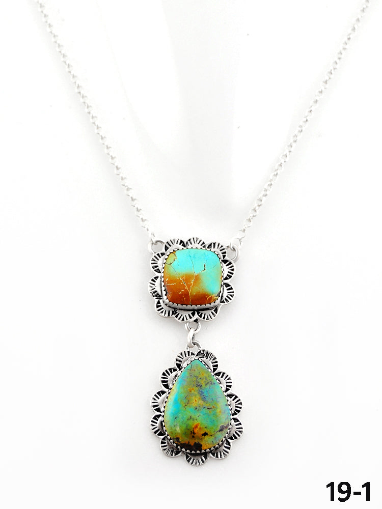 Southwest Made Black Jack Turquoise & Sterling Silver Necklace