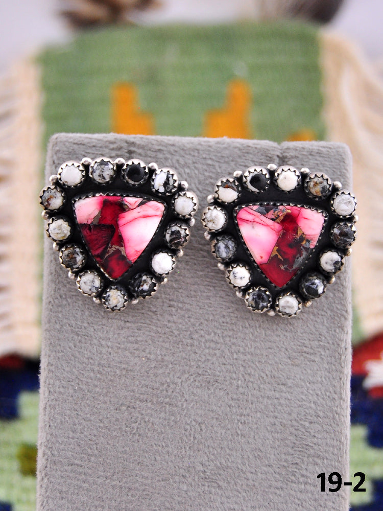 Southwest Made Multi Stone & Sterling Silver Post Earrings