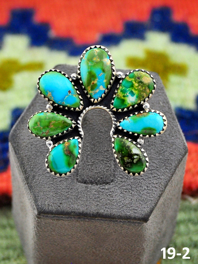 Southwest Handmade Sonoran Turquoise & Sterling Silver Adjustable Ring