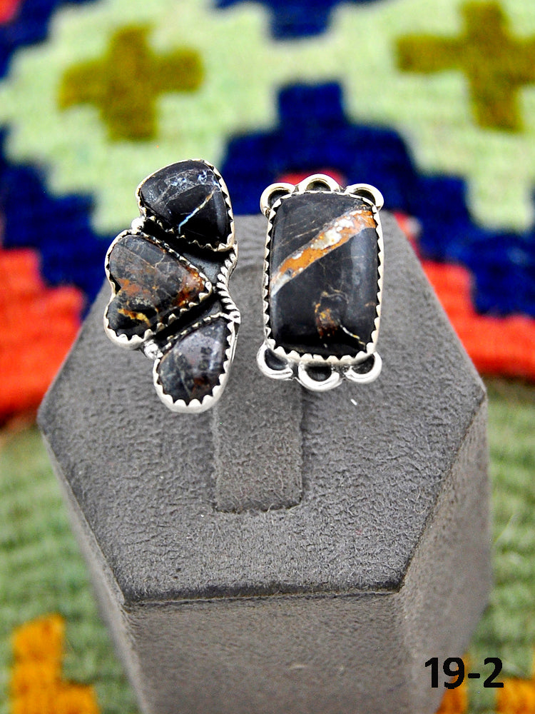 Southwest Handmade Black Jack Turquoise & Sterling Silver Adjustable Ring