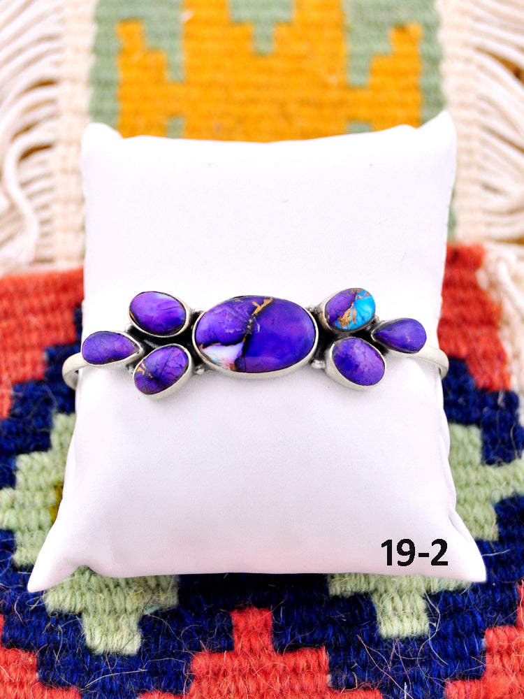 Southwest Handmade Purple Dahlia & Sterling Silver Cuff Bracelet