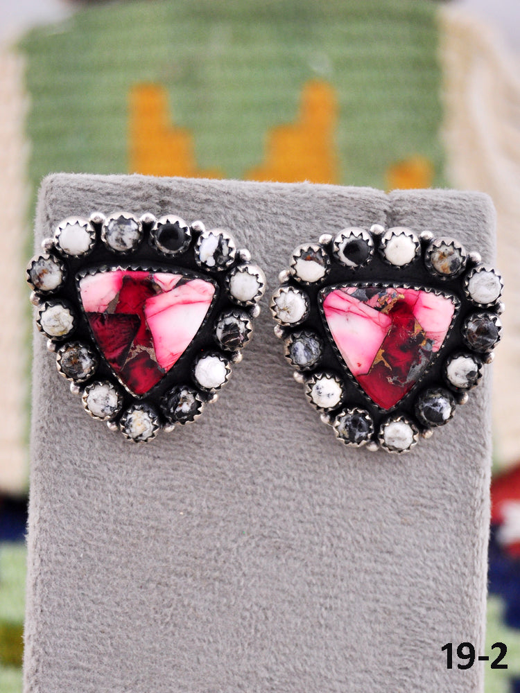 Southwest Made Multi Stone & Sterling Silver Post Earrings