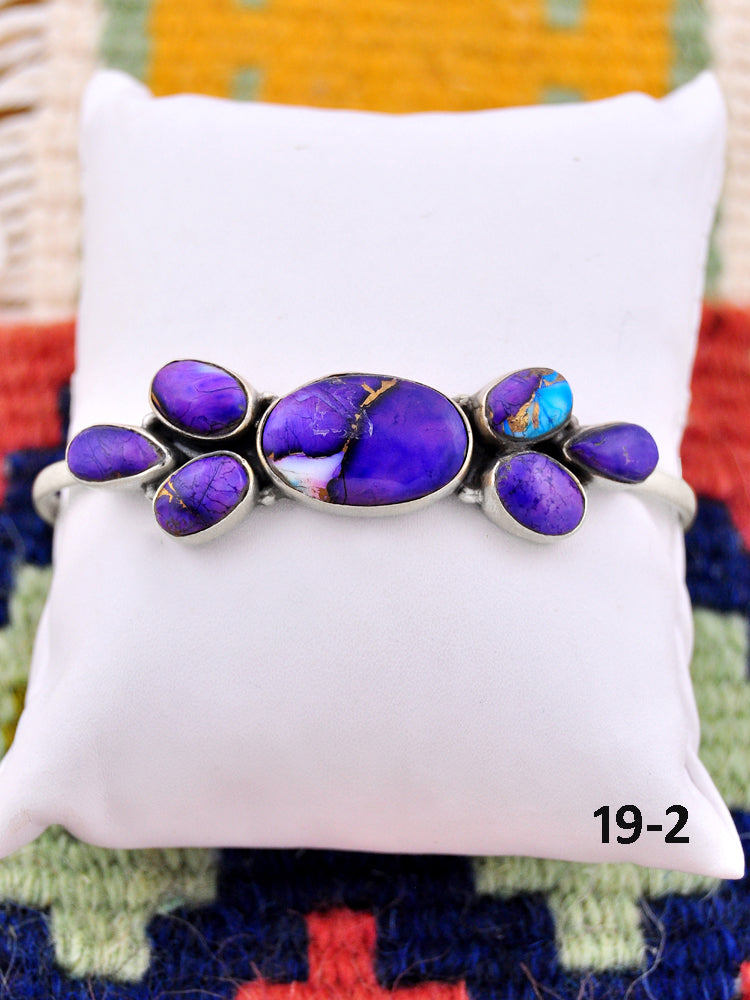 Southwest Handmade Purple Dahlia & Sterling Silver Cuff Bracelet