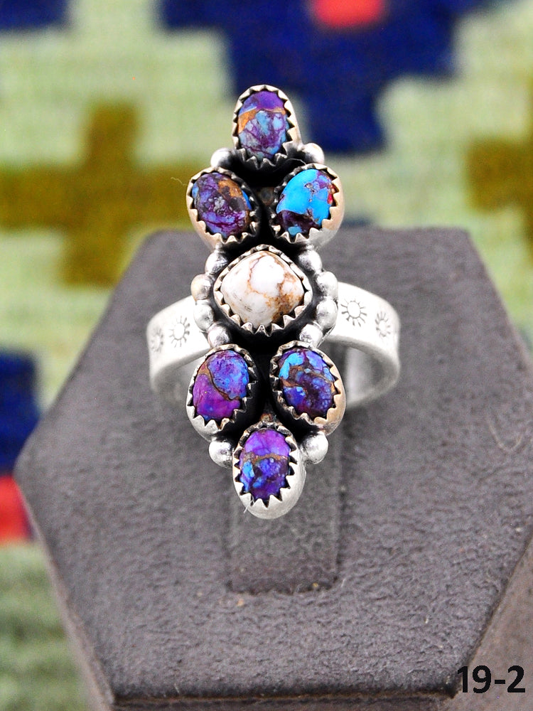 Southwest Handmade Purple Dahlia with Wild Horse Magnesite & Sterling Silver Adjustable Ring