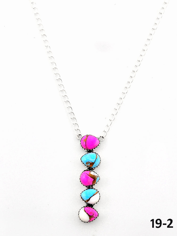 Southwest Made Cotton Candy Mohave & Sterling Silver Necklace