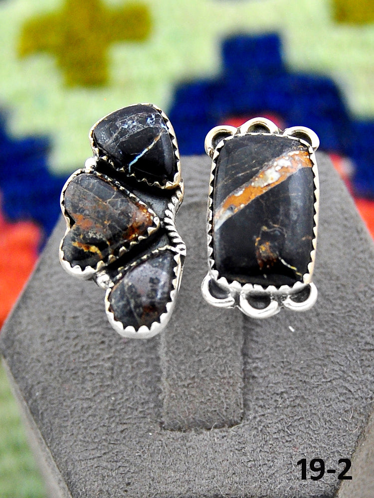 Southwest Handmade Black Jack Turquoise & Sterling Silver Adjustable Ring