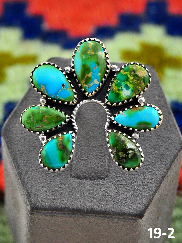 Southwest Handmade Sonoran Turquoise & Sterling Silver Adjustable Ring