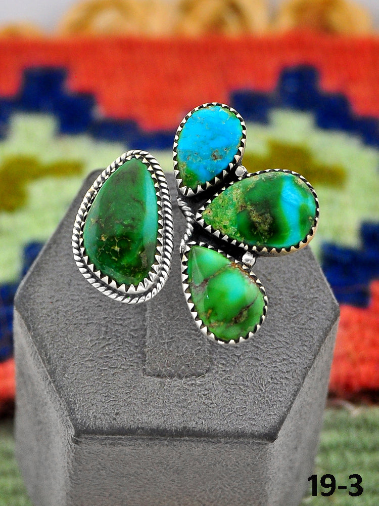 Southwest Handmade Sonoran Turquoise & Sterling Silver Adjustable Ring