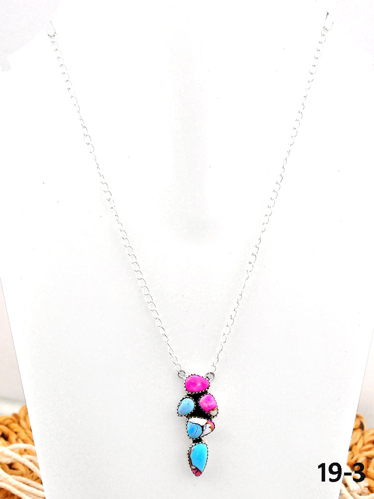 Southwest Made Cotton Candy Mohave & Sterling Silver Necklace
