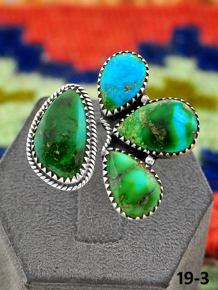 Southwest Handmade Sonoran Turquoise & Sterling Silver Adjustable Ring
