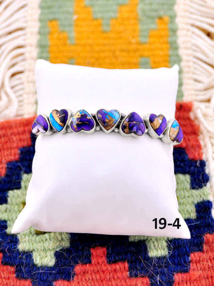 Southwest Handmade Purple Dahlia & Sterling Silver Cuff Bracelet