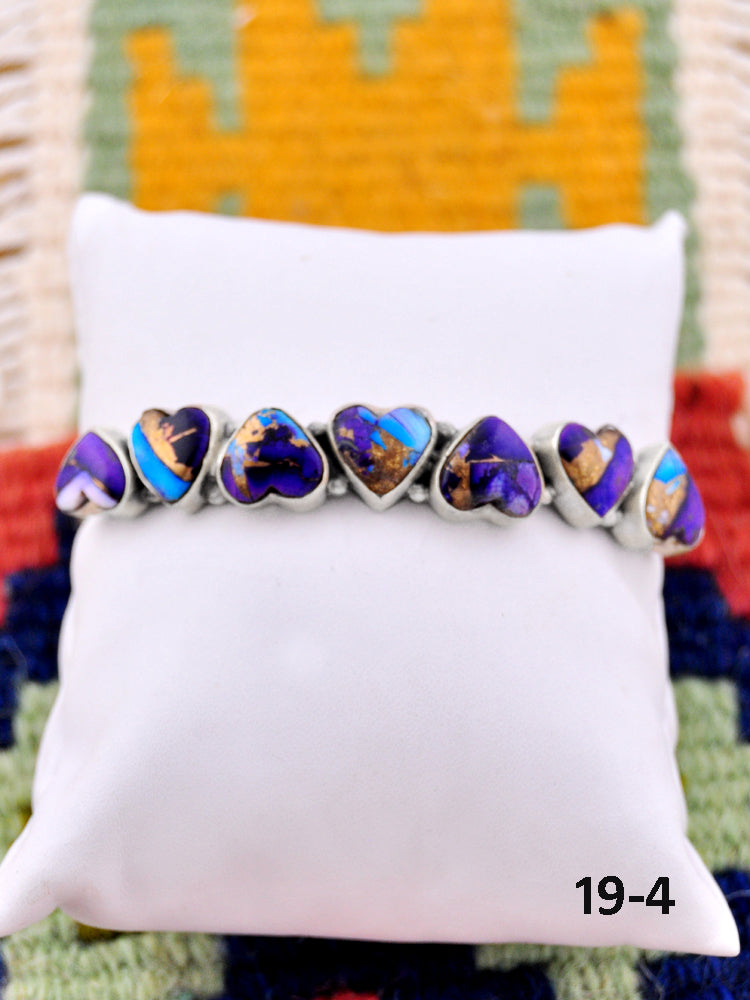Southwest Handmade Purple Dahlia & Sterling Silver Cuff Bracelet
