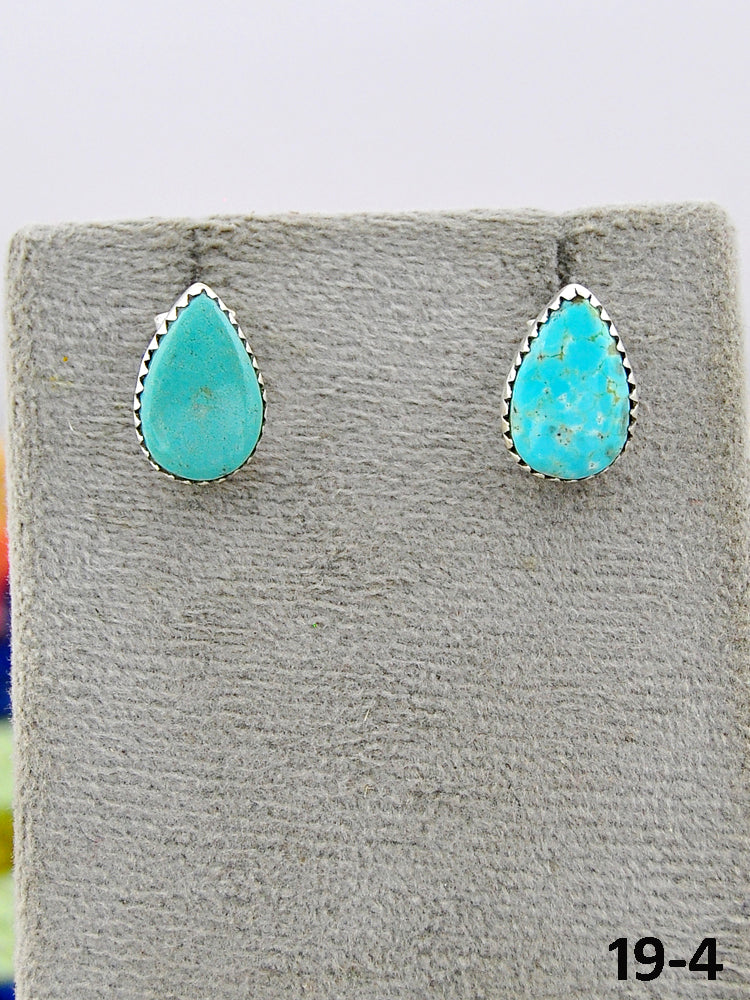 Southwest Made No.8 Turquoise & Sterling Silver Studs Earrings