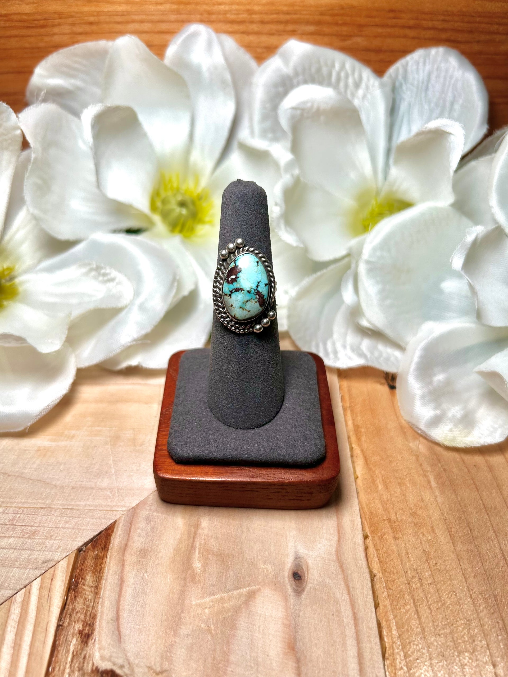 Navajo Made Golden Hill Turquoise & Sterling Silver Ring Size 6