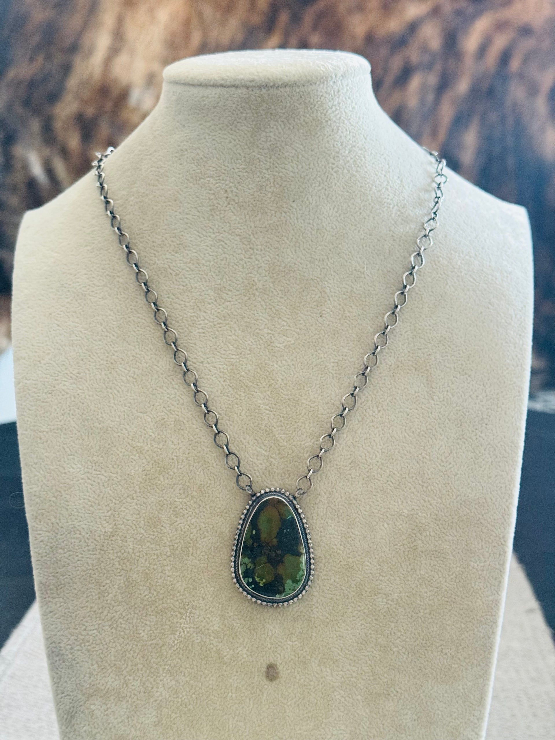 Mathilda Bennally Black Jack Turquoise & Sterling Silver Necklace