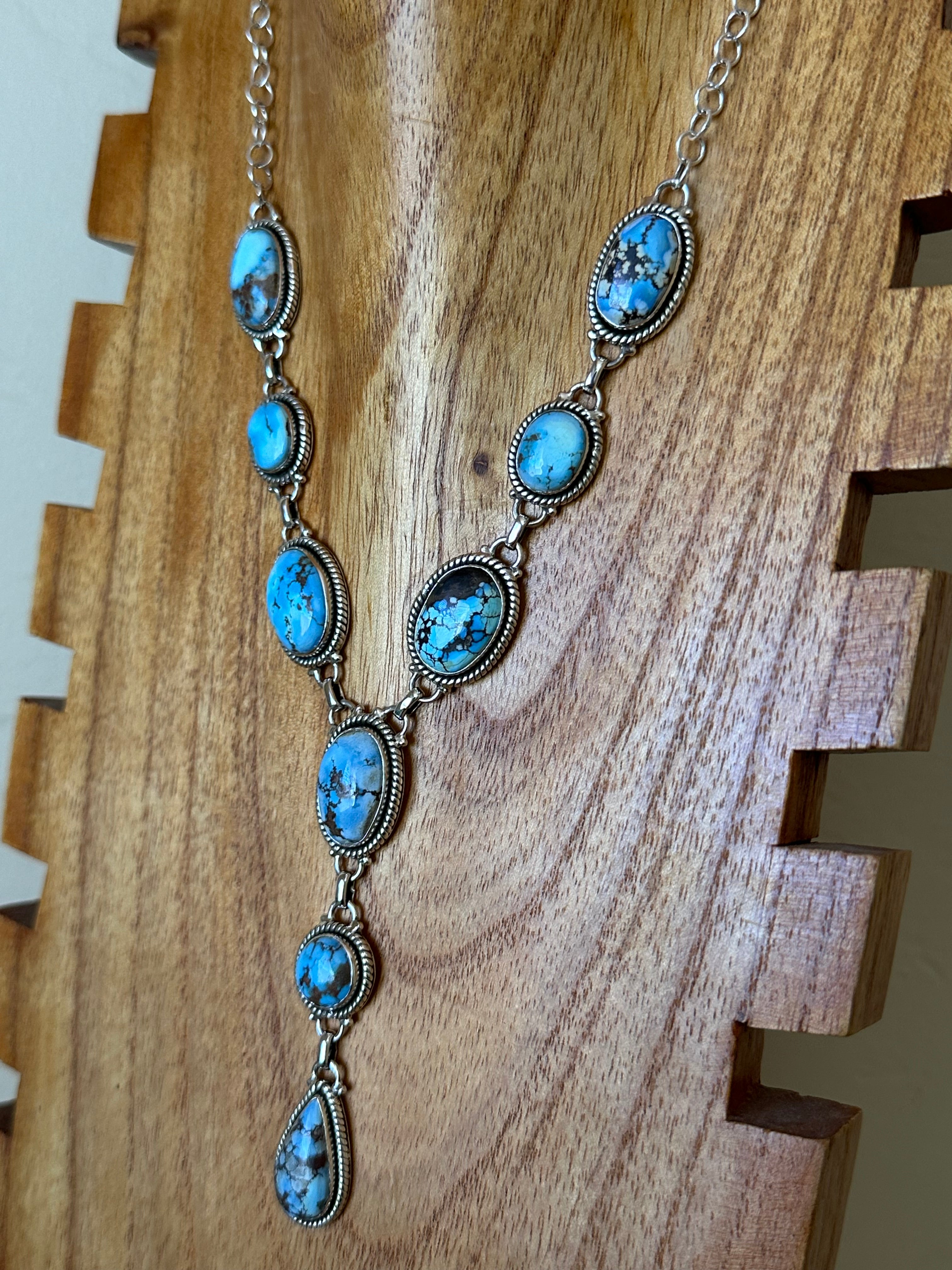 Southwest Handmade Golden Hills Turquoise & Sterling Silver Necklace