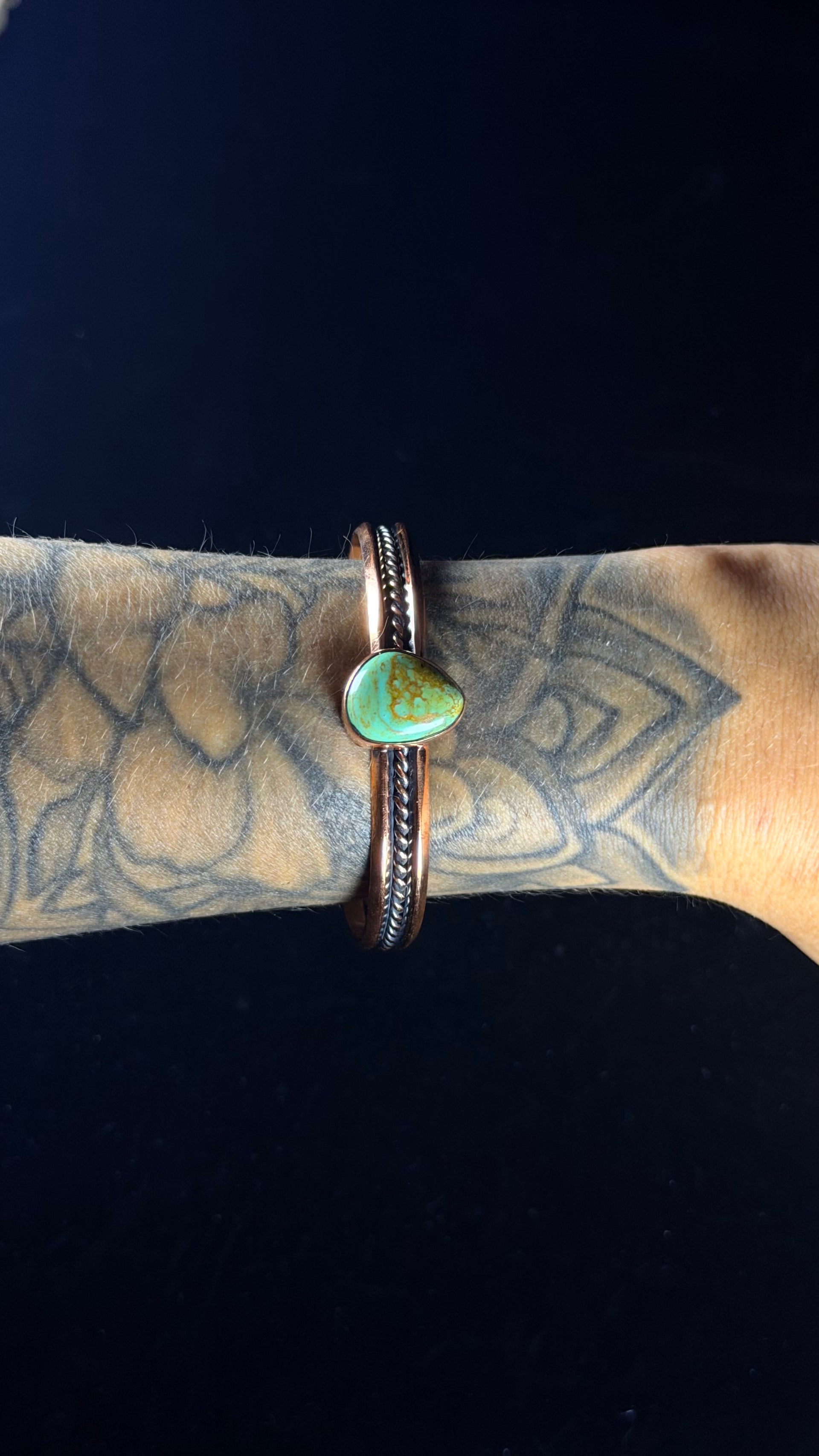 Navajo Made Kingman Turquoise & Copper Cuff Bracelet