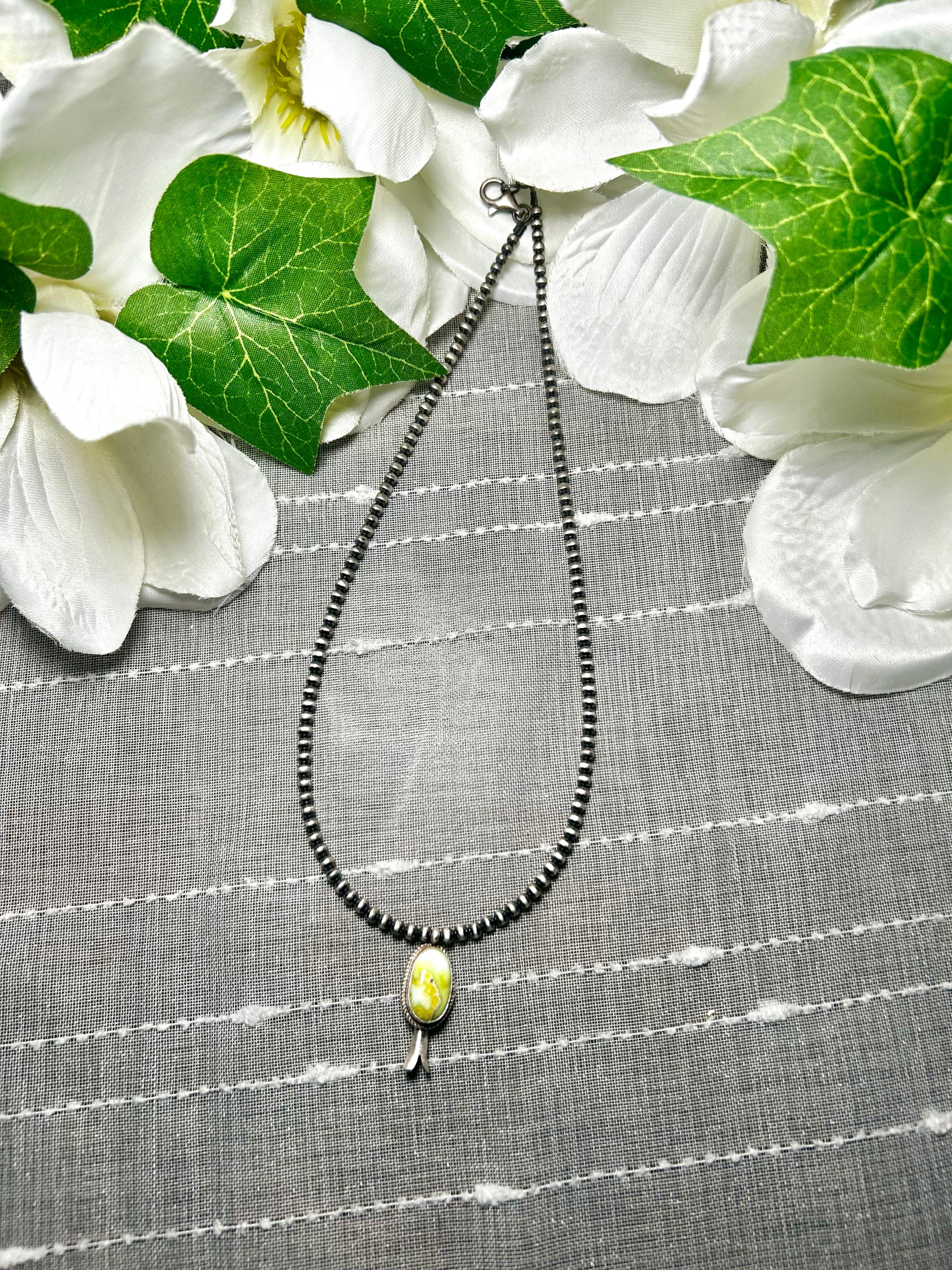 George Rios Palomino Variscite & Sterling Silver Necklace