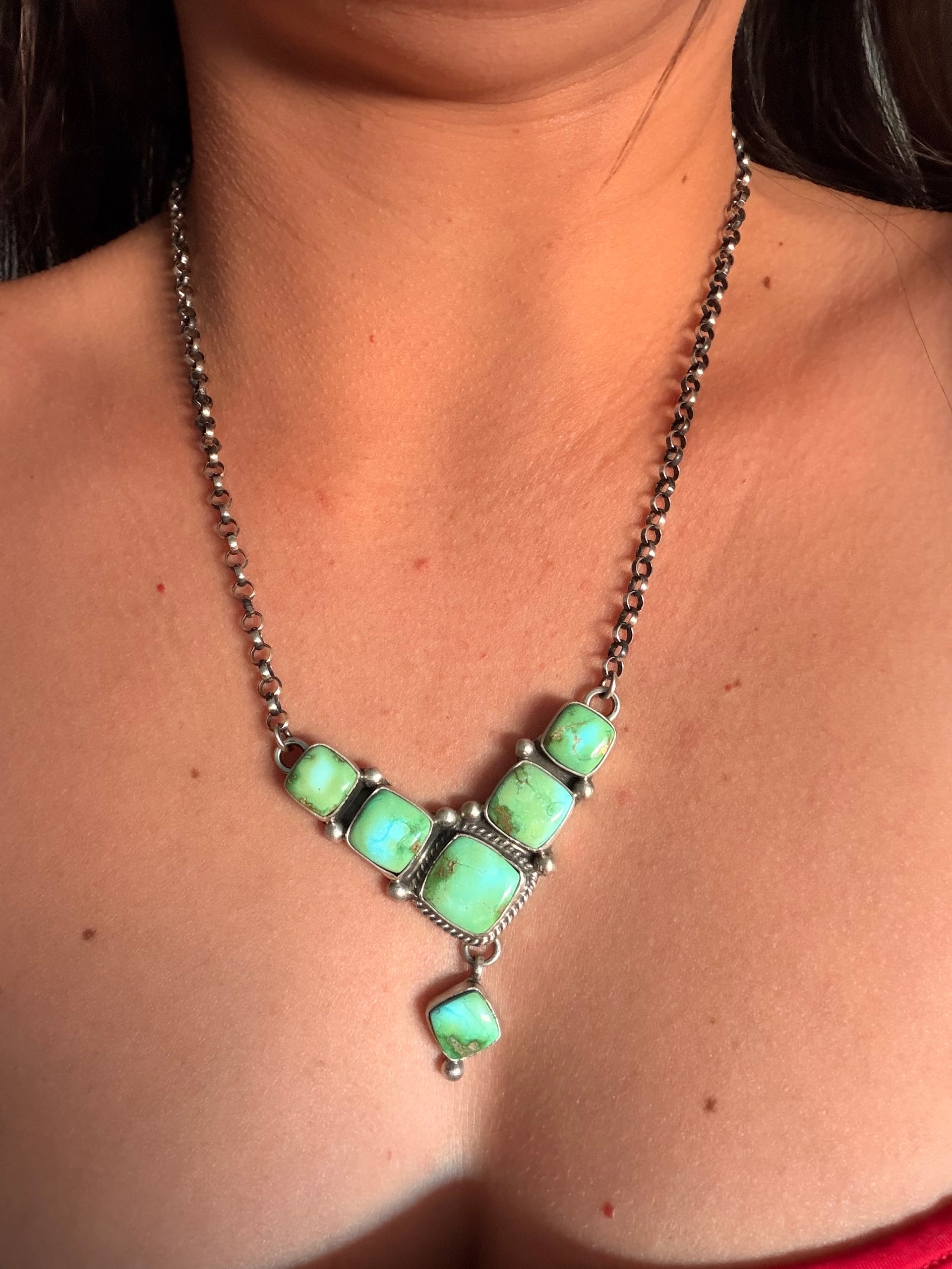 Russell Jam Sonoran Mountain Turquoise & Sterling Silver Cluster Necklace