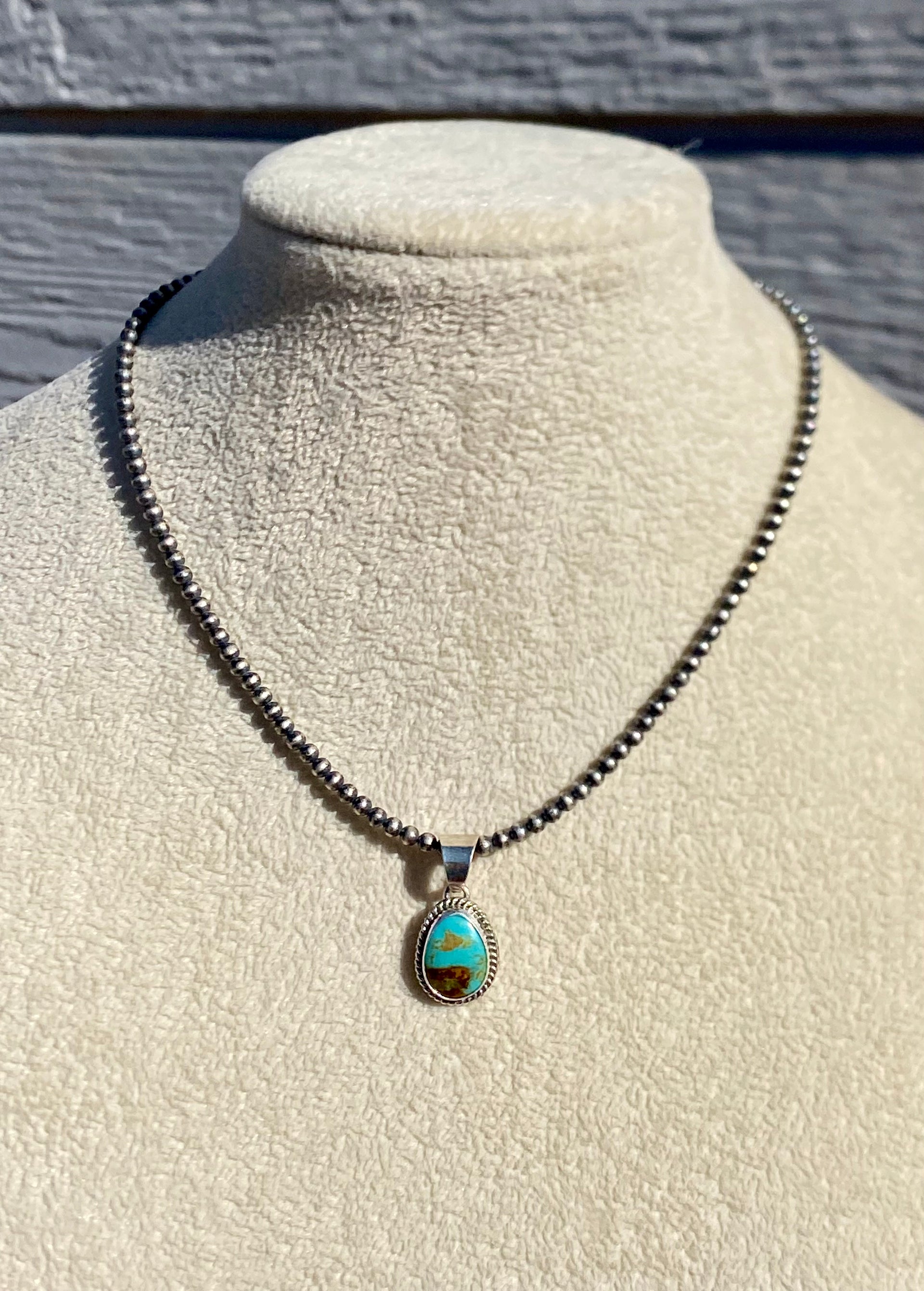 Navajo Made Kingman Turquoise & Sterling Silver PENDANT ONLY
