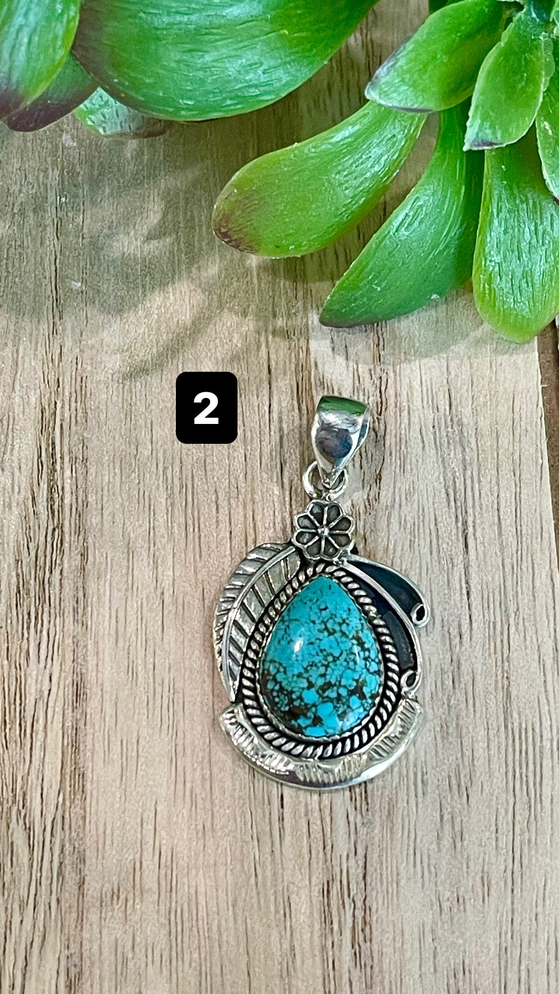 Southwest Number 8 Turquoise & Sterling Silver Pendant