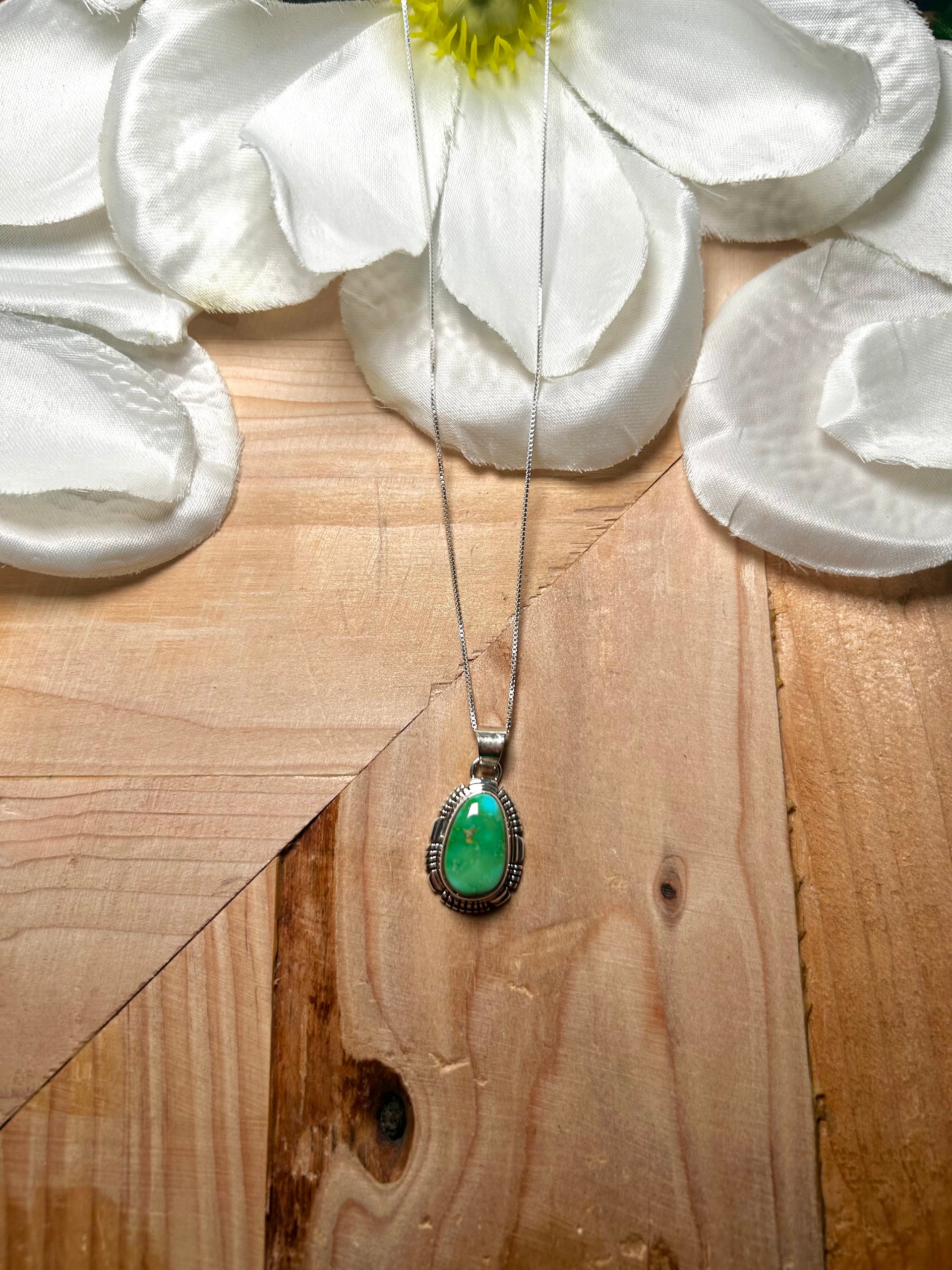 Navajo Made Sonoran Gold Turquoise & Sterling Silver Necklace