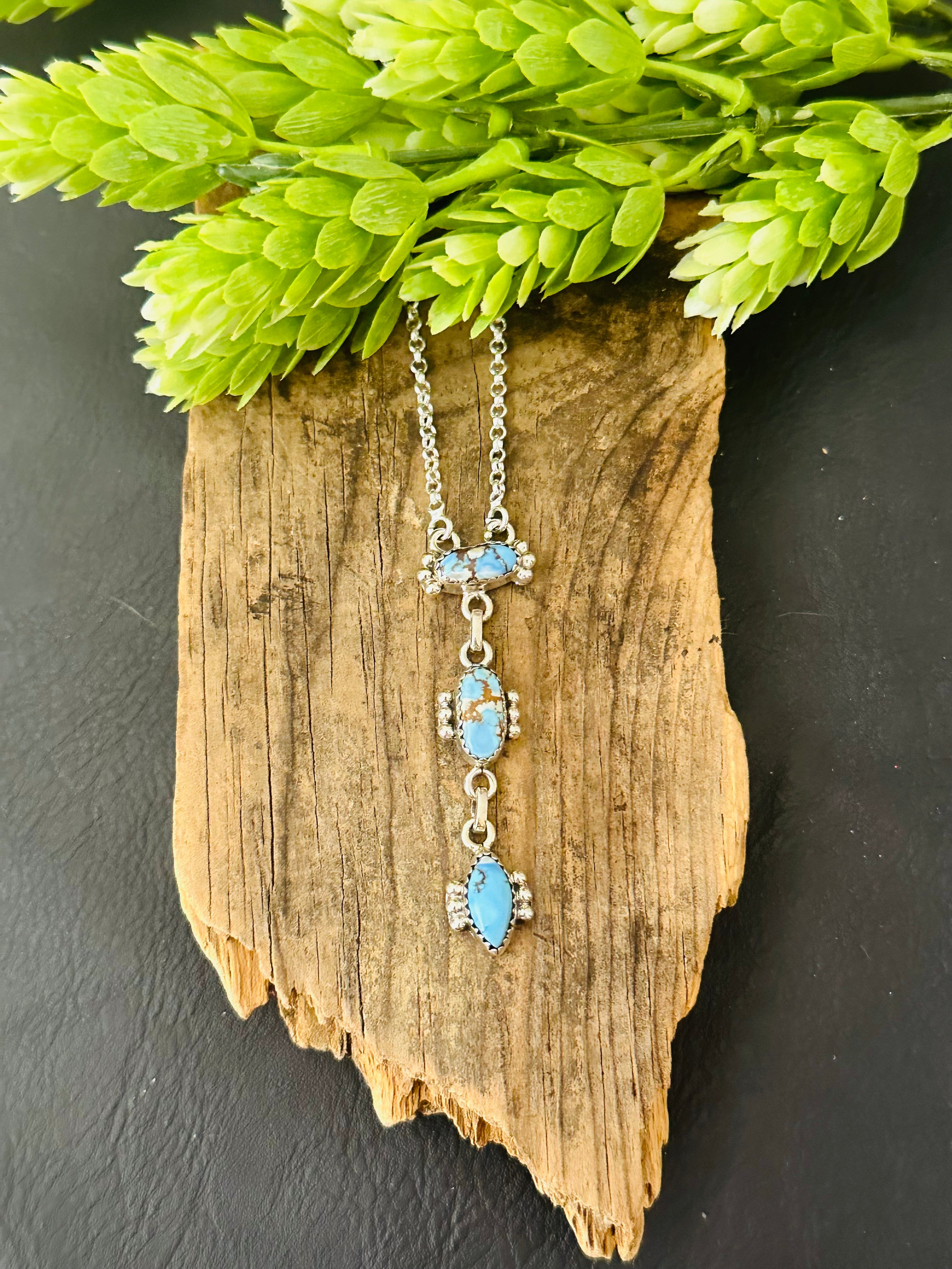 Southwest Handmade Golden Hills Turquoise & Sterling Silver Necklace