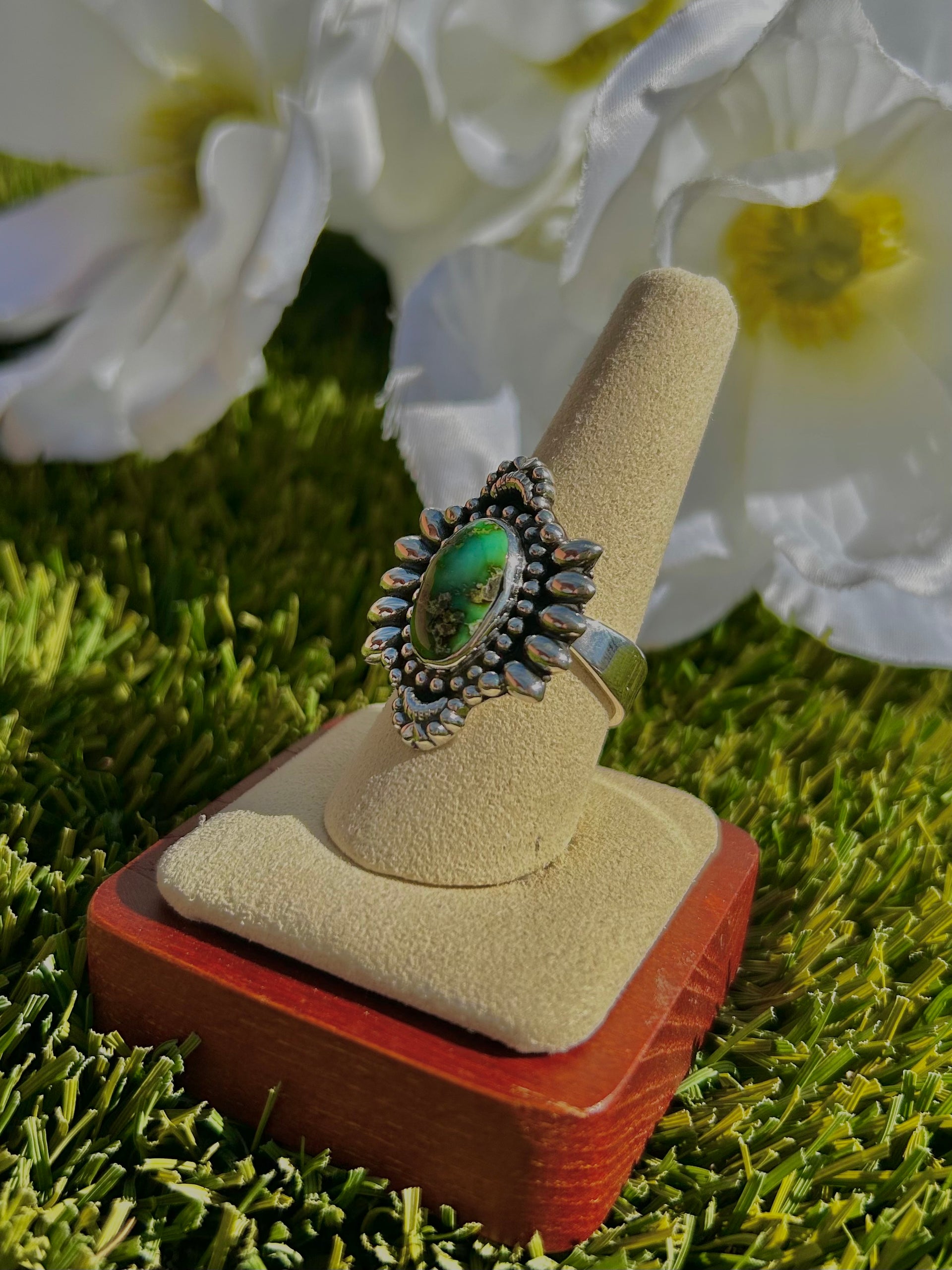 Southwest Sonoran Mountain Turquoise & Sterling Silver Ring Size 9