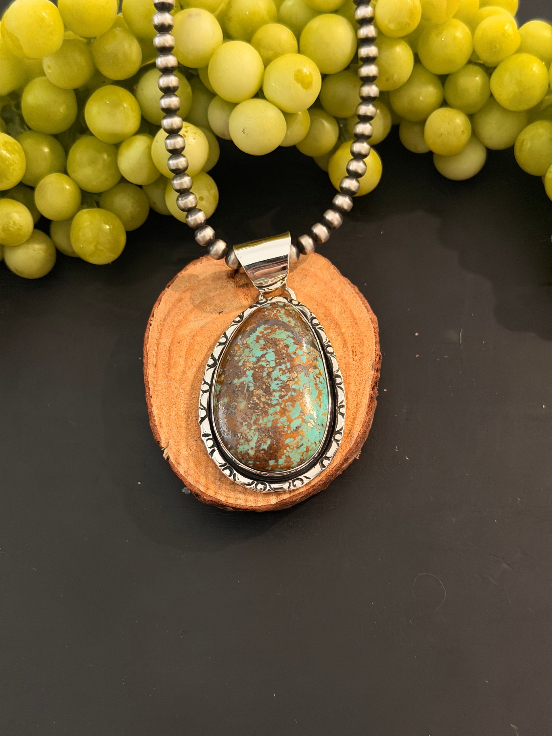 Navajo Made Royston Turquoise & Sterling Silver Pendant