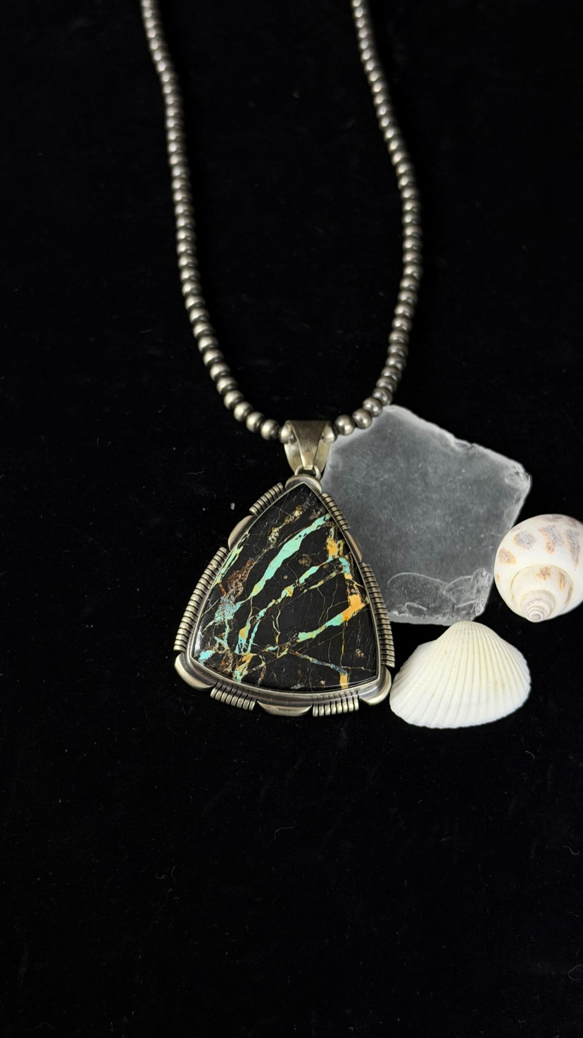 Rick Tolino Black Jack Turquoise & Sterling Silver Pendant