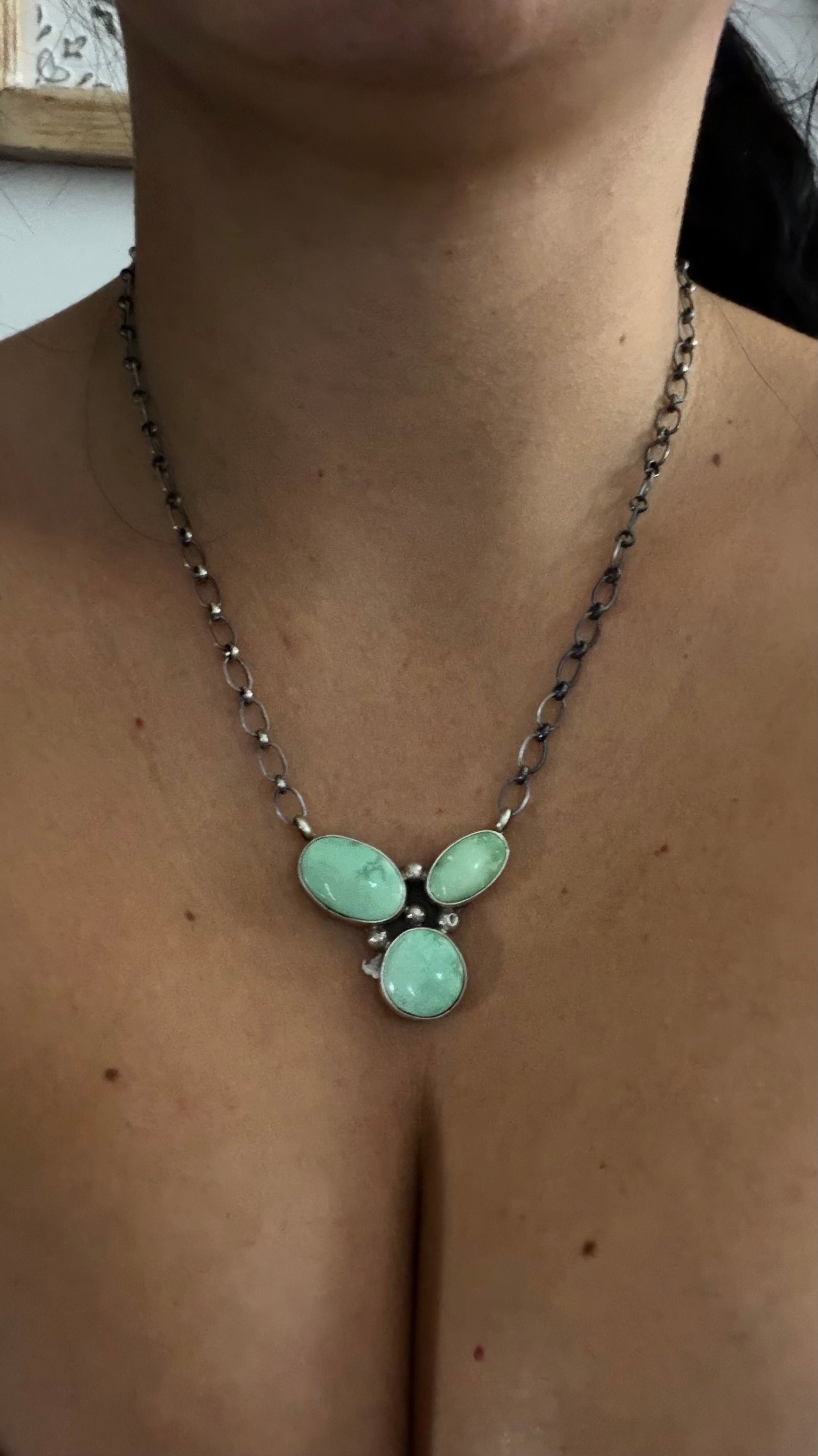 Danny Henio Royston Turquoise & Sterling Silver Cluster Necklace