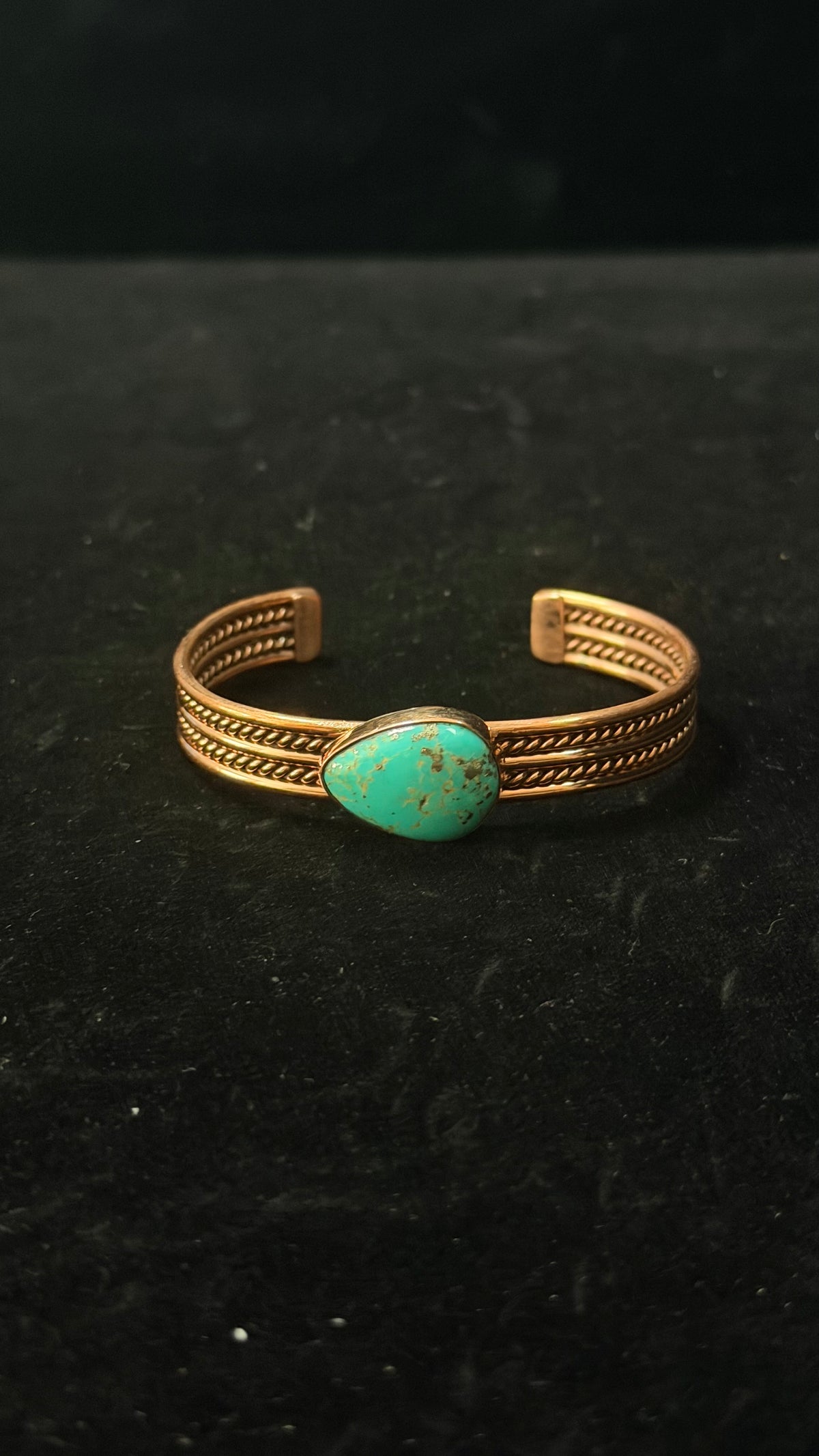 Navajo Made Kingman Turquoise & Copper Cuff Bracelet