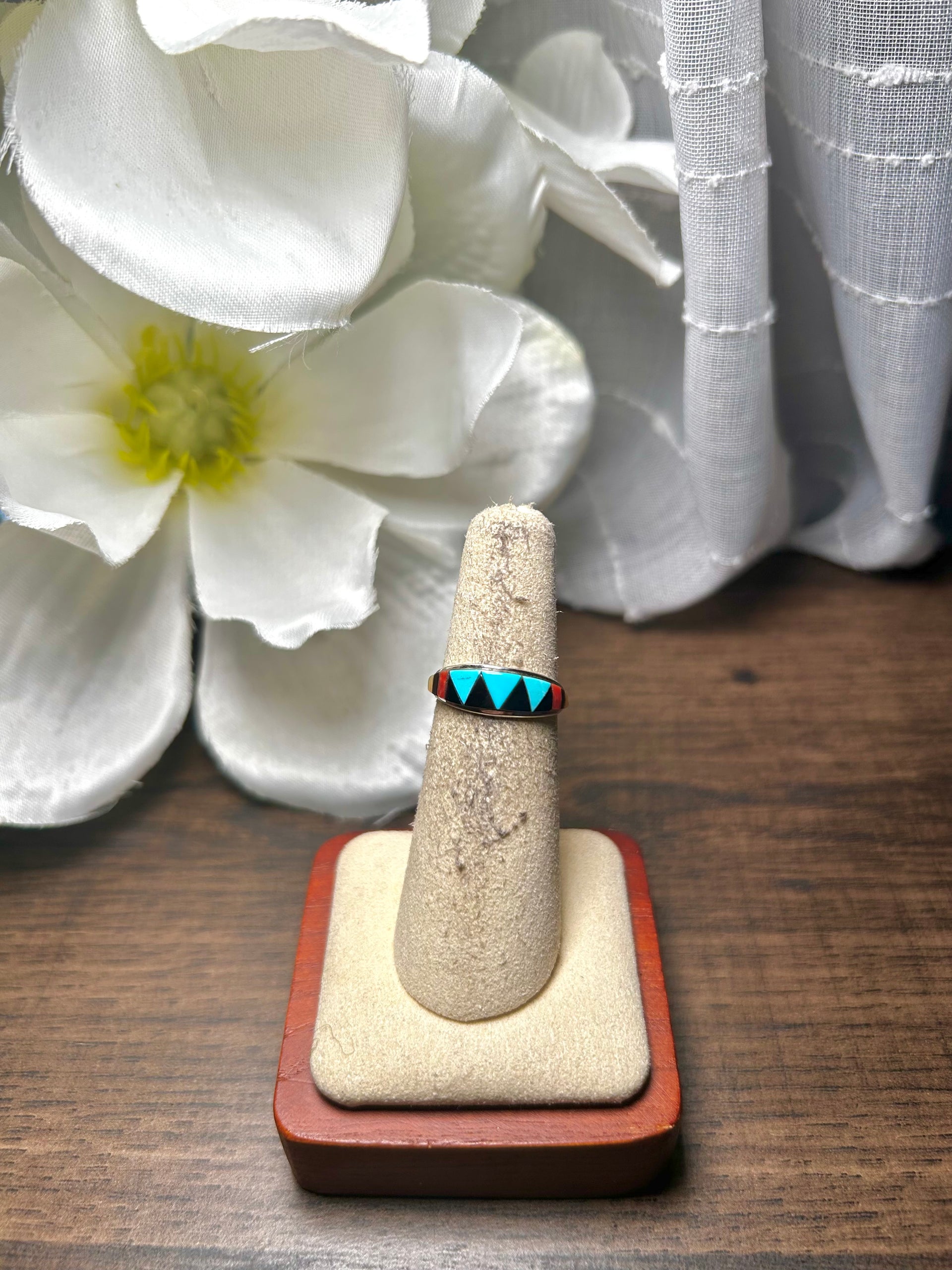 Zuni Made Multi Stone & Sterling Silver Ring