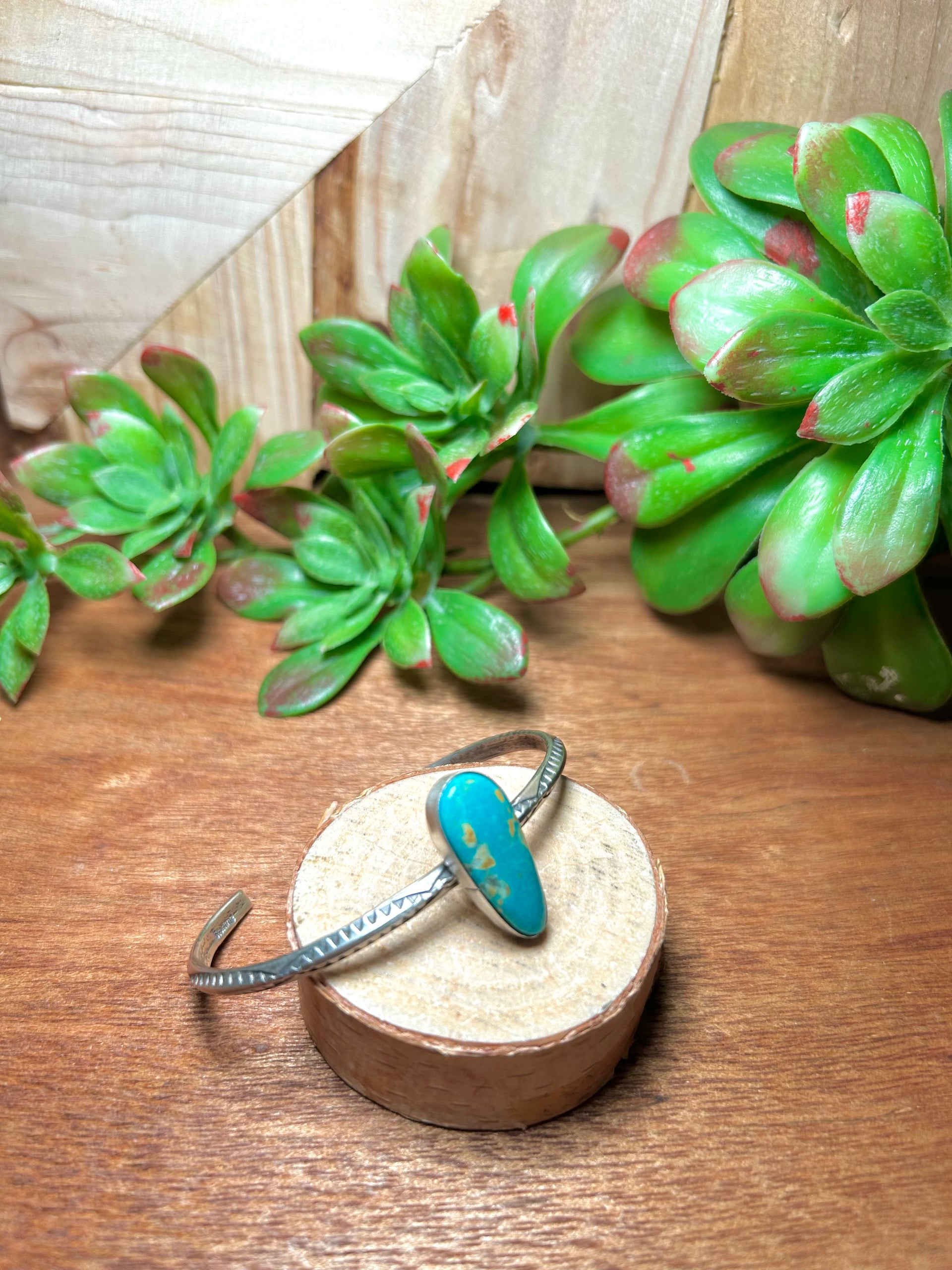 Navajo Made Royston Turquoise & Sterling Silver Cuff Bracelet