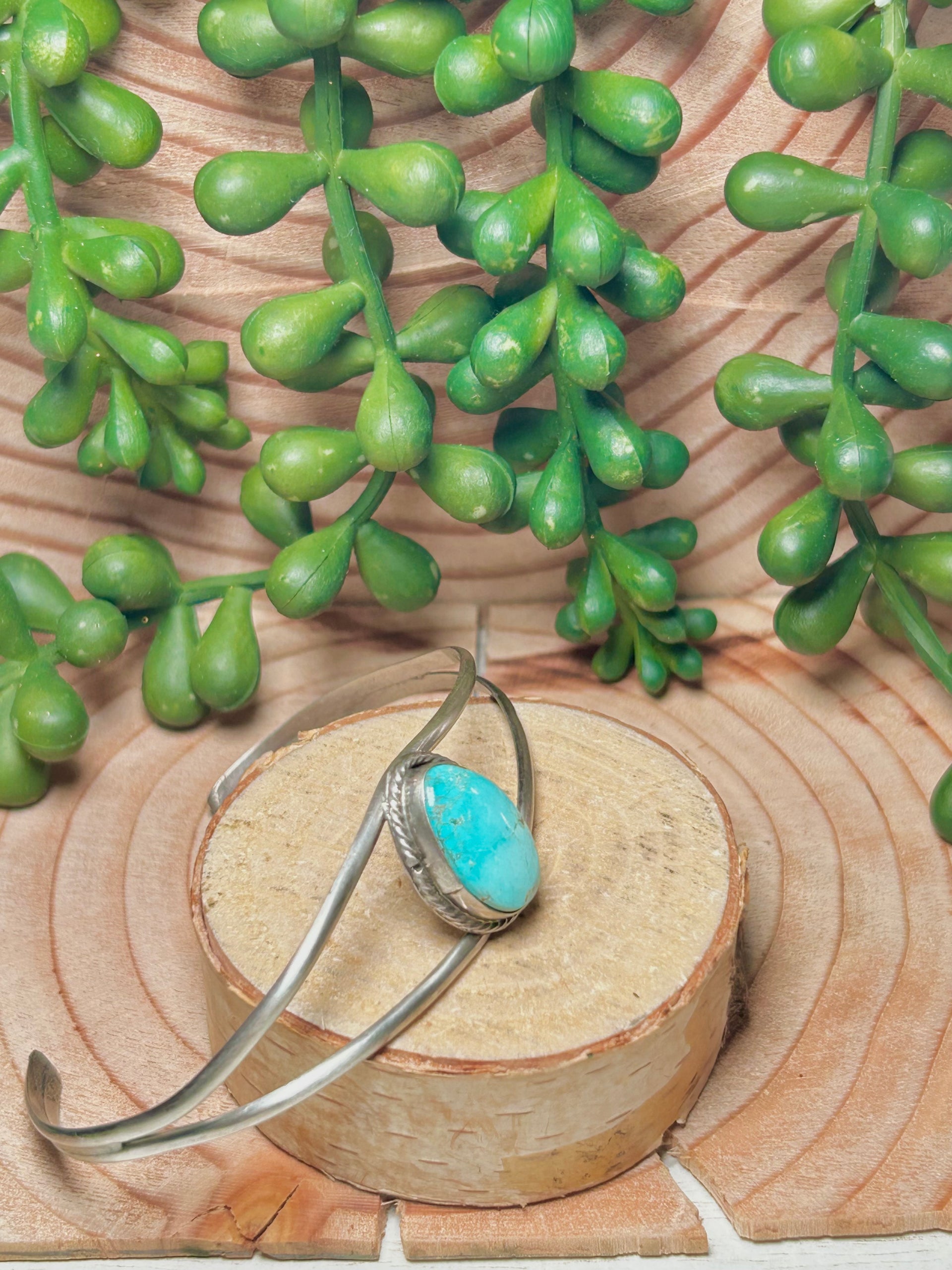 Navajo Made Kingman Turquoise & Sterling Silver Cuff Bracelet