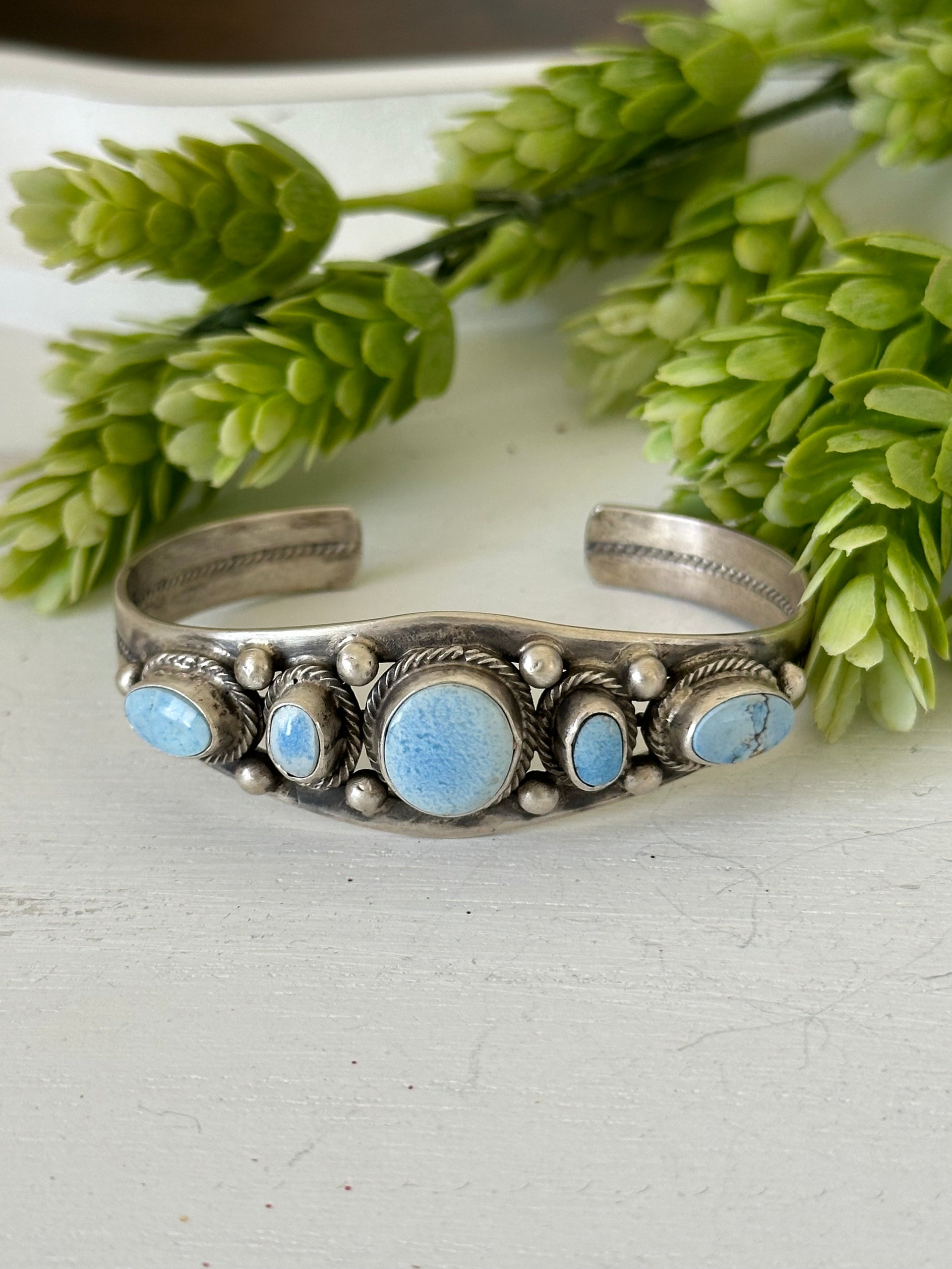 Bobby Johnson Golden Hills Turquoise & Sterling Silver Cuff Bracelet