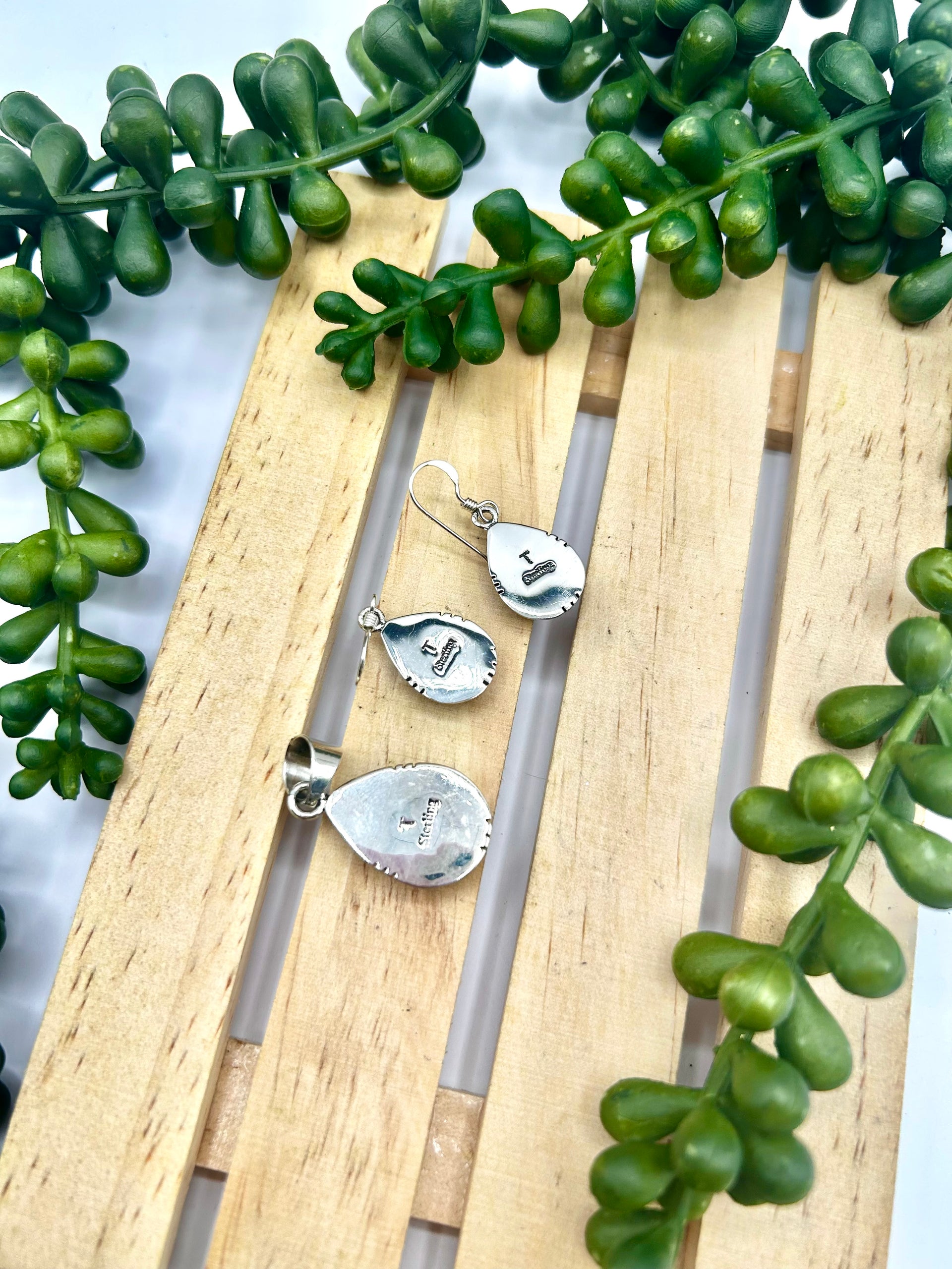 Navajo Made Opal and Sterling Silver Set Pendant/Earring Set