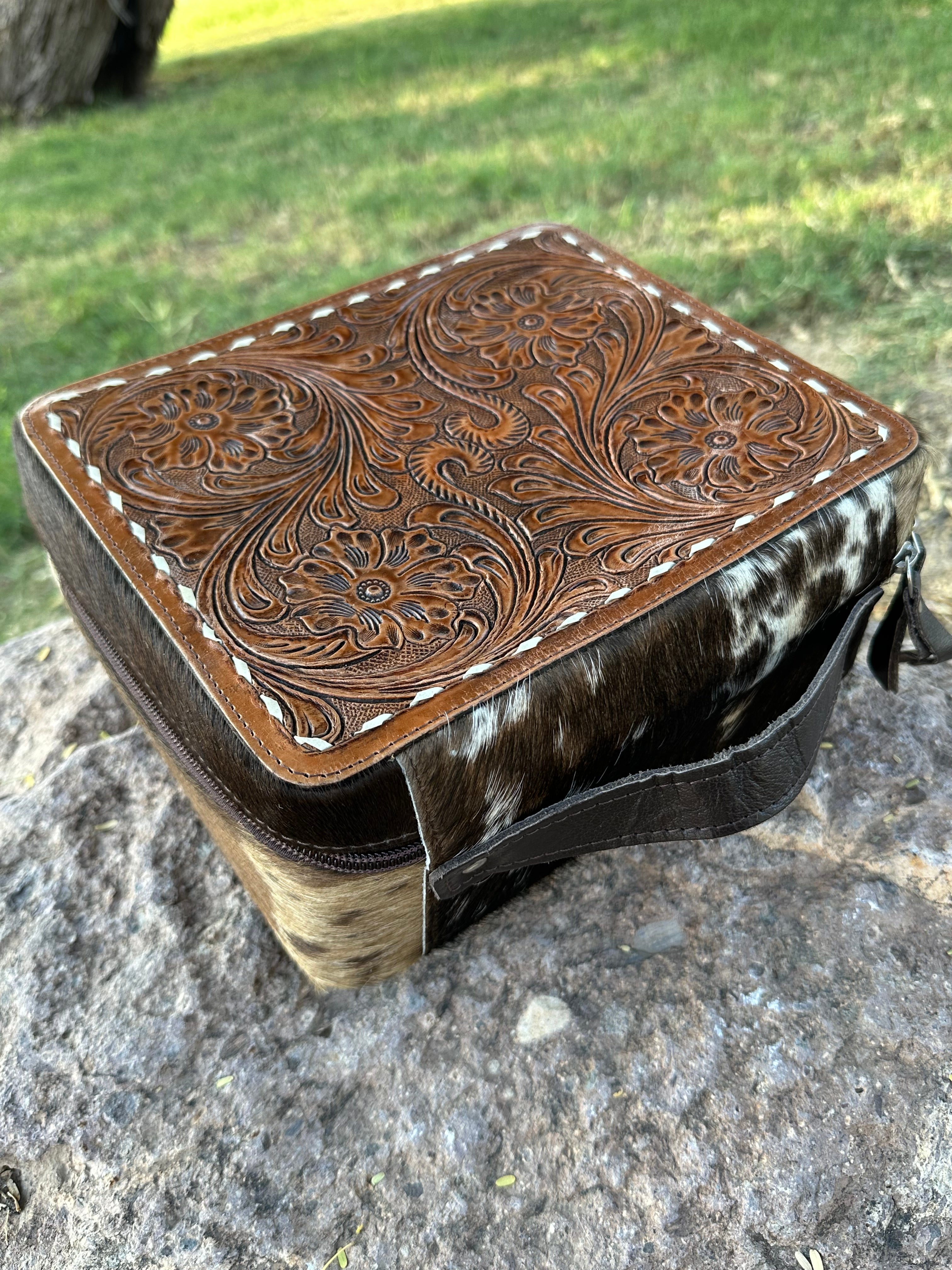 Genuine Leather Cowhide Jewelry Box