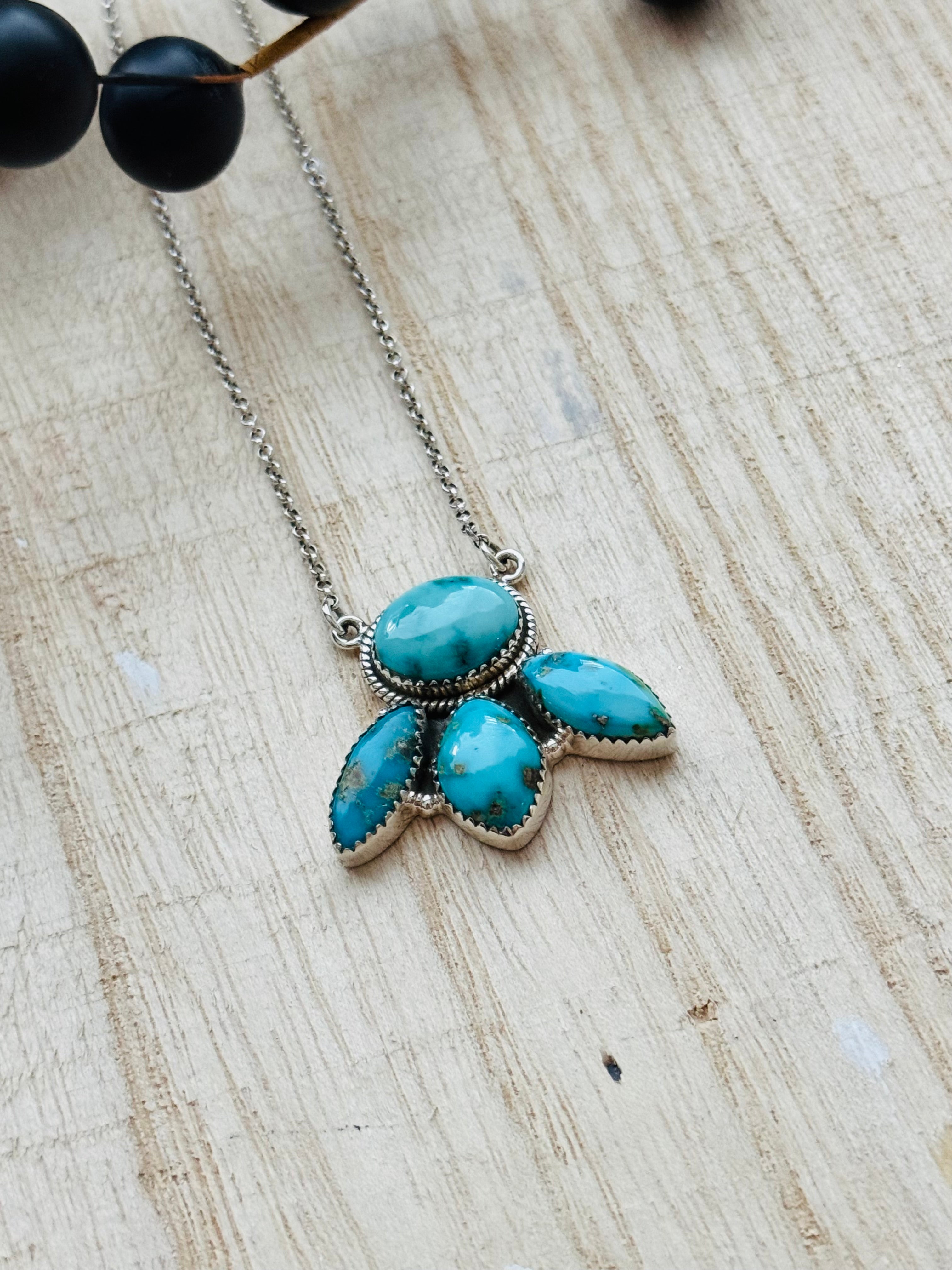 Southwest Handmade Kingman Turquoise & Sterling Silver Necklace