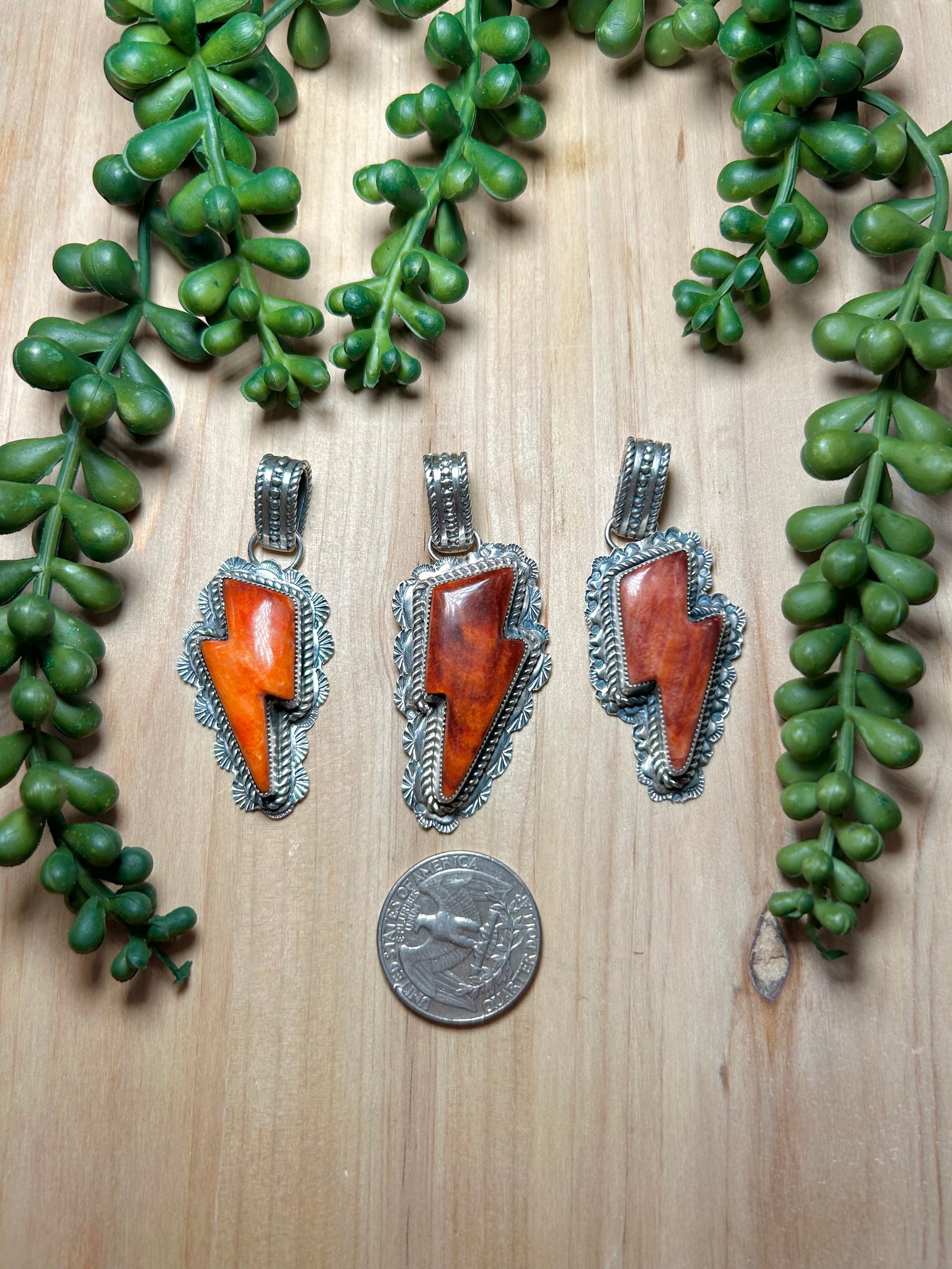 Navajo Made Spiny Oyster & Sterling Silver Pendant