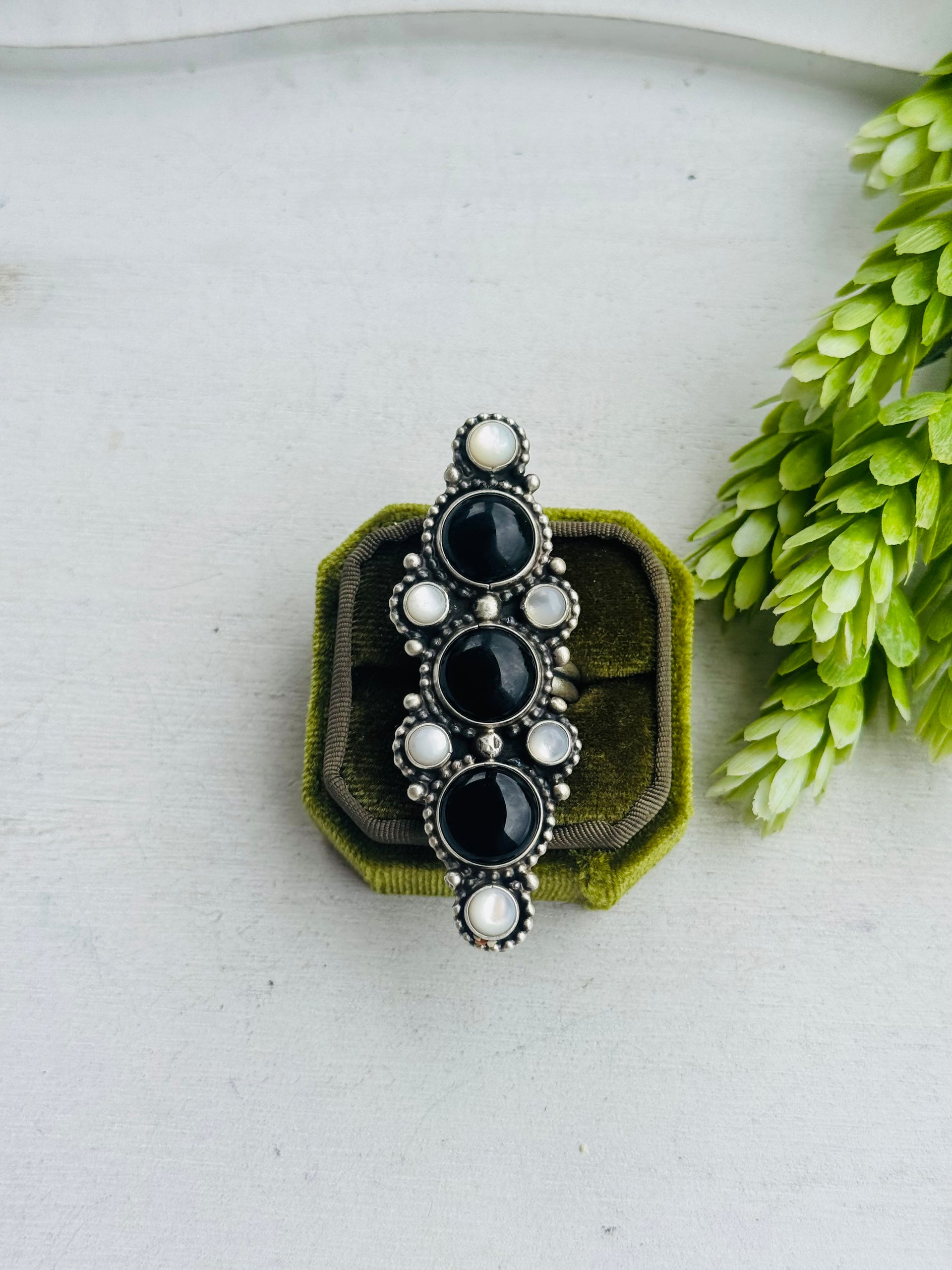 Sheila Becenti Multi Stone & Sterling Silver Cluster Adjustable Ring